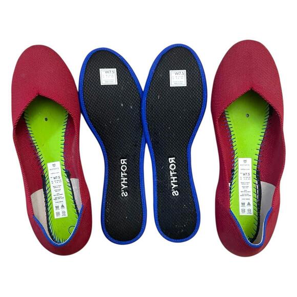 Rothys Scooter Red The Flats Slip On Shoes Round Toe Rothy's Women's Size 7.5 - Picture 3 of 5